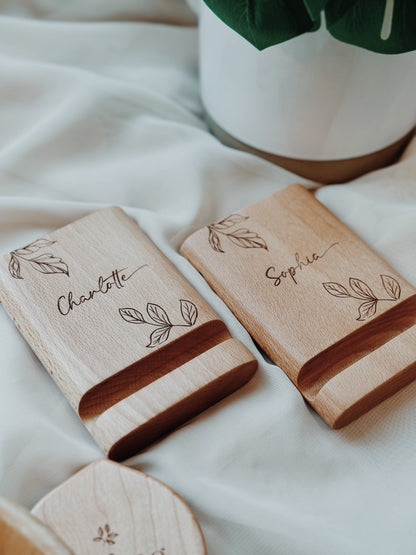 wooden mobile stands, gentle reminder, personalised gifts